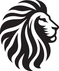 Lion head mascot silhouette icon, vector art logo icon, lion silhouette icon illustration design template isolated on a white background