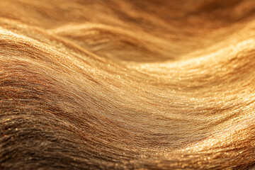 Golden Hair Texture: Captivating macro shot of flowing, radiant golden locks, highlighting the smooth strands. A mesmerizing portrait of luxurious texture and subtle light.