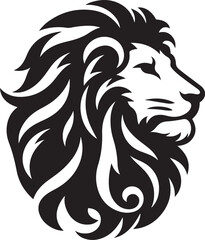 Lion head mascot silhouette icon, vector art logo icon, lion silhouette icon illustration design template isolated on a white background