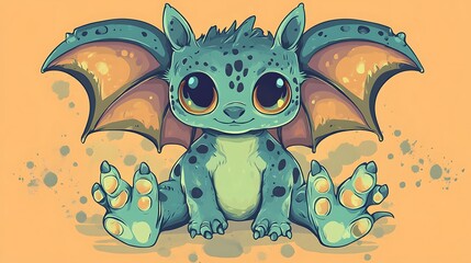 Obraz premium Cute cartoon dragon illustration