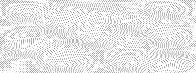 Abstract background of curving wavy lines. Deformed horizontal gray stripes. Dynamic composition of linear figure . Vector texture of simple lines for design