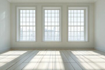 Obraz premium Empty room with large windows