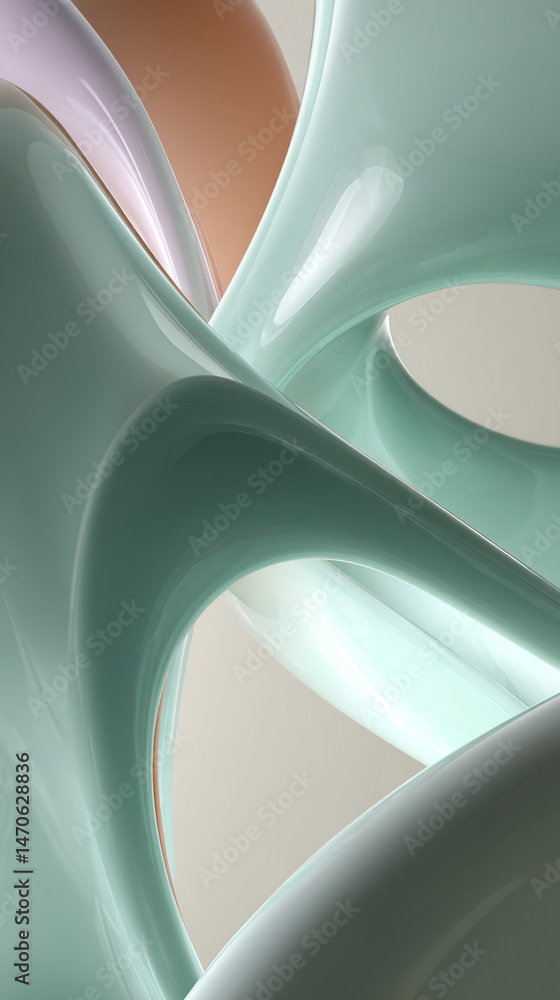 Poster abstract image of smooth, pastel-colored shapes, creating a flowing, elegant design, showcasing a se