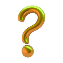 3D Rendered Gradient Question Mark Floating on Transparent Background Knowledge and Doubt Representation