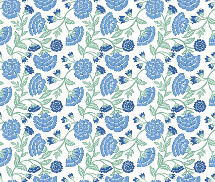 Jacobean floral pattern repeat vector file boho floral print block print flower artwork