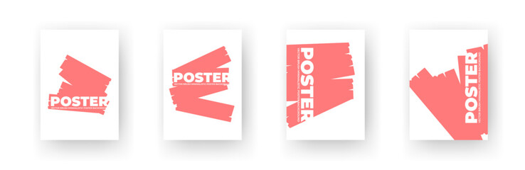 Abstract poster set with pink brush strokes in vector design.
Paint textures in soft artistic expressive layout