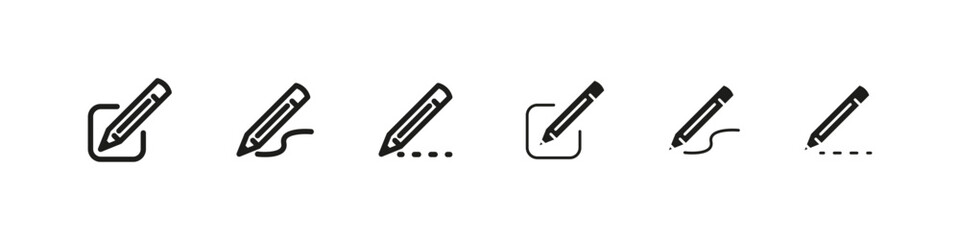Edit pencil tool vector icons in outline and filled style.
Design and annotation symbol for editing interface.