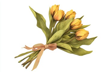 Delicate bouquet of pale yellow tulips (1)
