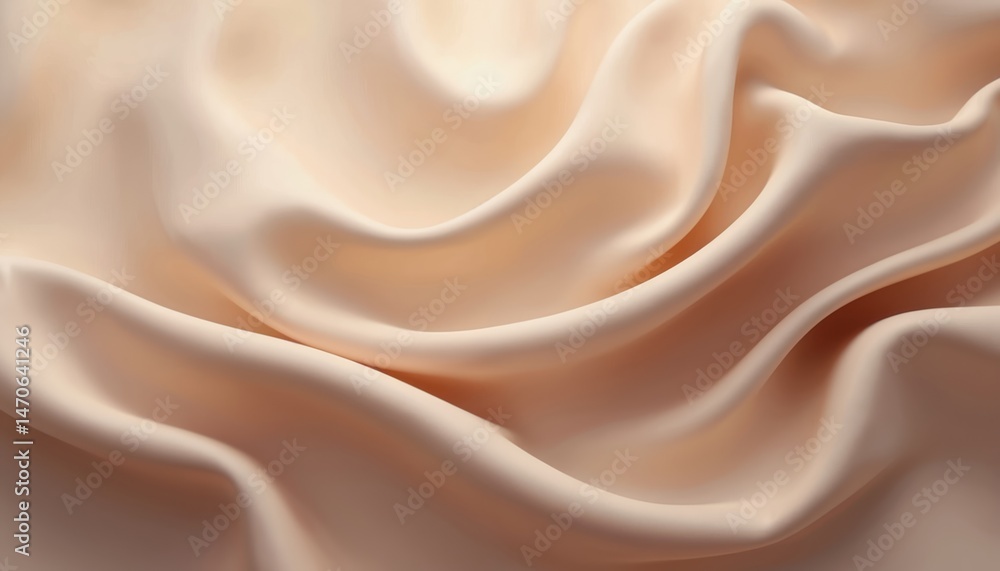 Poster Abstract soft background in warm taupe colors. Fluid silk textile with smooth texture, waves, folds. Elegant, neutral backdrop ideal for designs, product placement, digital art, fashion, beauty