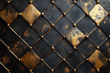 Fototapeta premium Elegant black and gold wall decor featuring intricate floral designs in a modern interior setting
