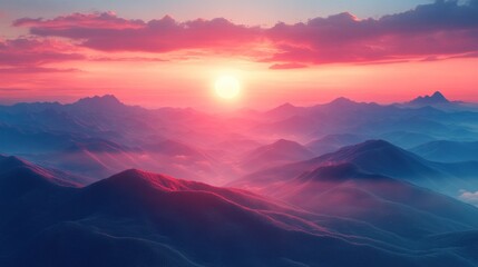 Fototapeta premium Majestic mountain range at sunrise