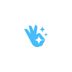 Ok clean or Clean touch or clean hand logo concept vector icon