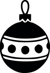Decorated Christmas Ball Ornament A Classic Silhouette with Stripes and Dots, Ready to Hang