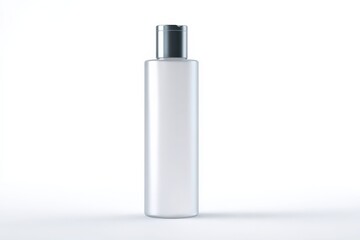 Sleek white bottle with a silver cap. Perfect for lotions or other beauty products.