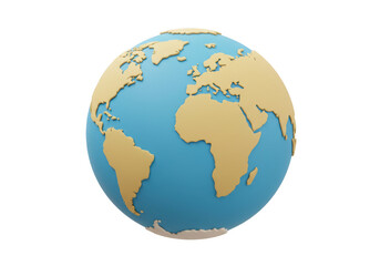 Fototapeta premium Globe earth world map geography continents countries travel planet on transparent background