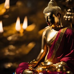 Golden Buddha in Candlelight Serenity