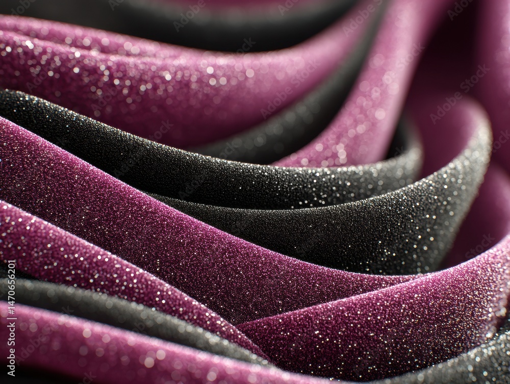 Aufkleber abstract close-up of textured waves in black and purple with glittering sparkles