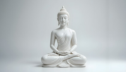 Serene White Buddha Statue in Meditation Pose