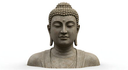Serene Buddha Head Sculpture on White