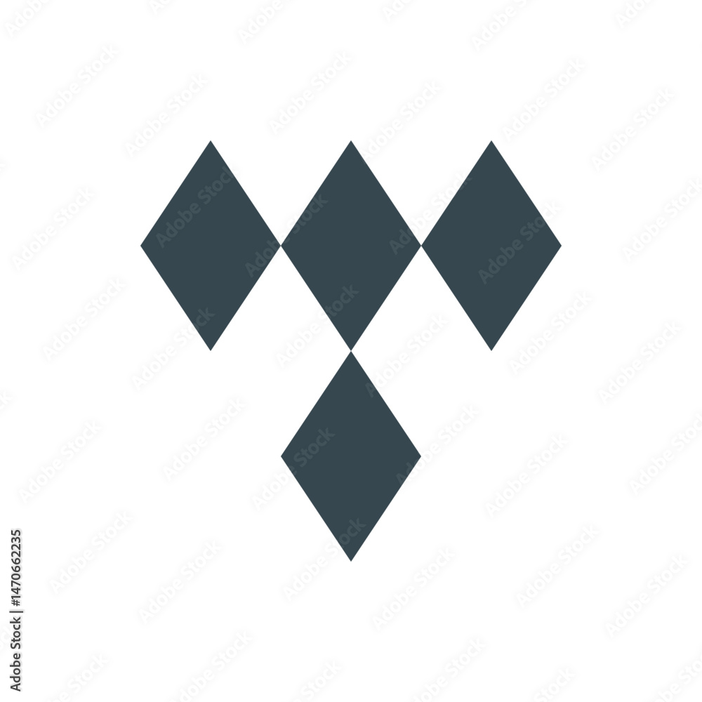 Poster four dark gray diamonds arranged in a pyramid shape on a white background creating a simple design