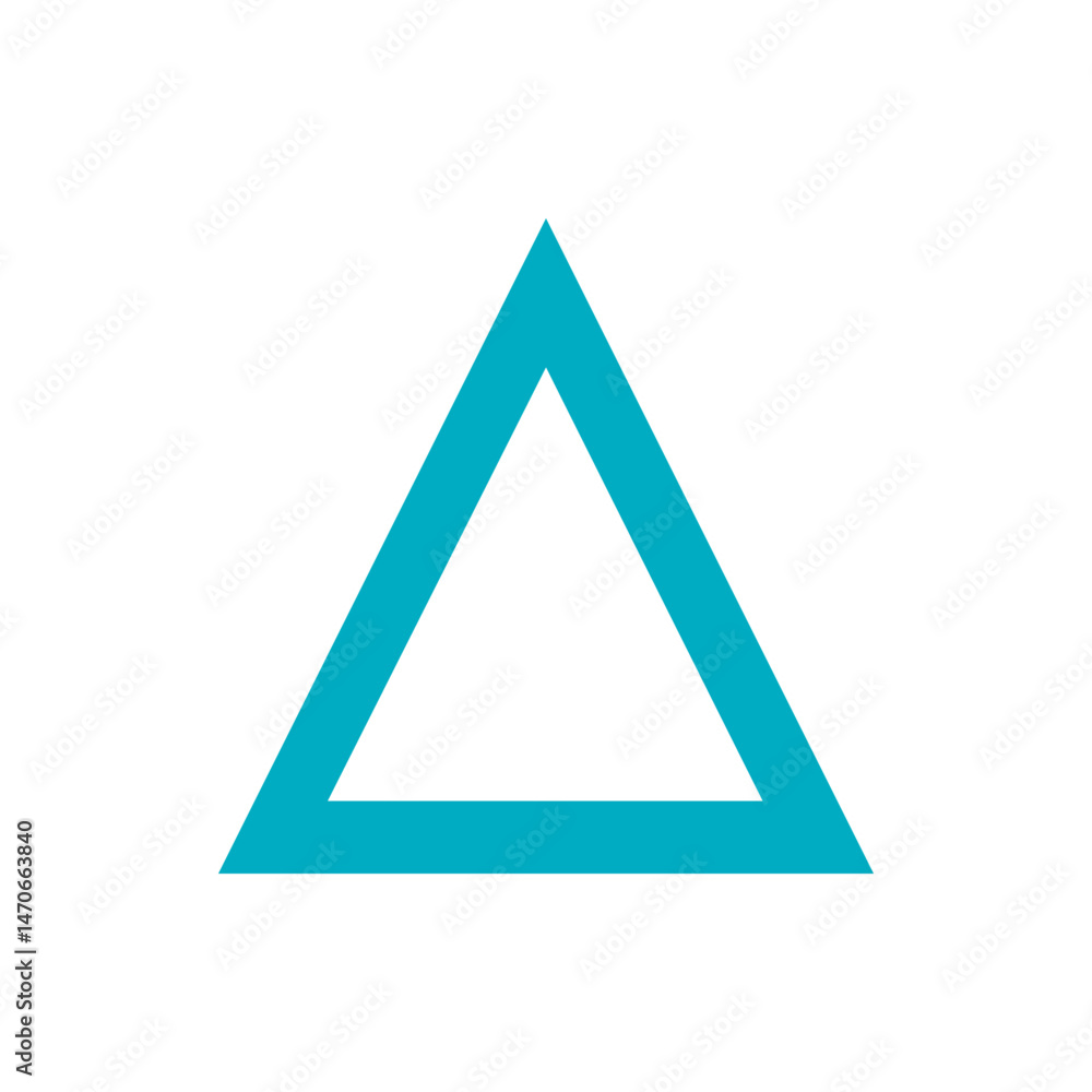Poster a simple teal triangle outline with a white background creating a geometric and minimalist compositi