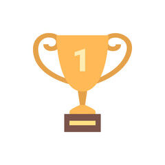 Illustration of a golden trophy with the number one on it standing on a brown base with a golden rectangle