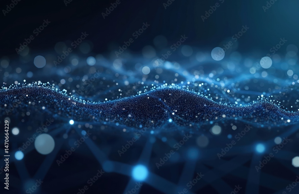 Poster abstract illustration tech network, data science, global communication, ai, innovation, security. re