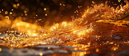 Naklejka premium Golden Liquid Splashing