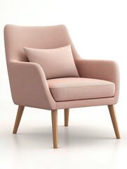 Naklejka premium Cozy pink armchair with a soft cushion on a minimalist background, perfect for modern interiors