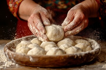 A grandmother's making traditional dumplings. Generative AI