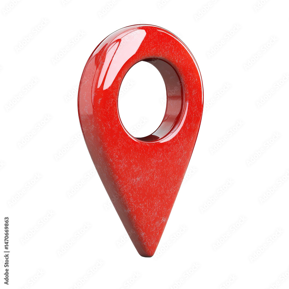 Poster red pinpoint location marker representing a place of interest on a map, 3d red pin point map address