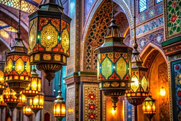 Obraz premium Islamic Art Fusion With Bold Lanterns And Complex Patterns