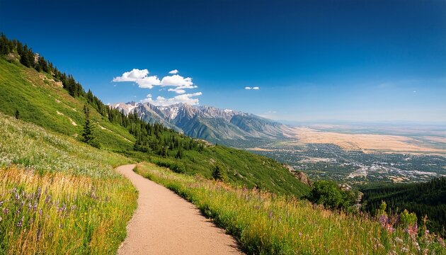 path into the utah wasatch mountain range during summer