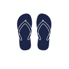 Minimalist Navy Flip-Flops Vector Icon, Casual Summer Footwear Concept, for Web, UI and Catalogs