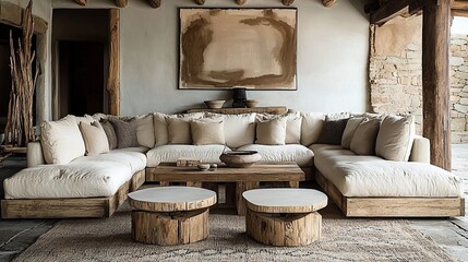 Rustic modern sectional sofa lounge area