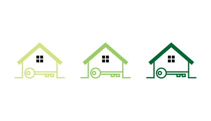  line art drawing symbol of house keys, Real Estate Line Icon Vector Design