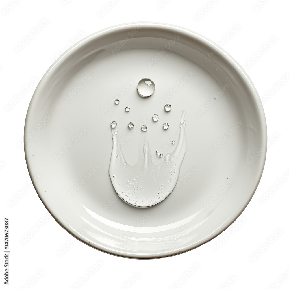 Poster a plate with droplets of water on a transparent background showcasing the texture and movement of wa