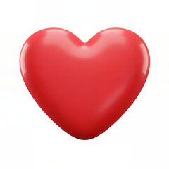 Cora&ccedil;&atilde;o vermelho brilhante render 3D, &iacute;cone de amor isolado sobre fundo branco