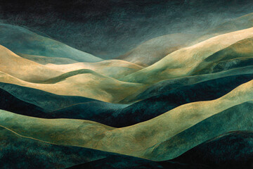 Rolling Hills Painting: Captivating artwork showcasing the beauty of undulating hills with a palette of earthen and verdant tones, inviting the viewer into a world of tranquility and natural beauty.