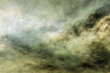 Abstract Mountain Range: An abstract painting of a mountain range with a blue-gray sky. It is painted with thick brushstrokes, creating a sense of depth and texture.