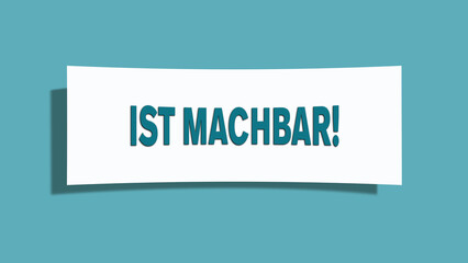 ist machbar (is feasible) - A card isolated on light green background.