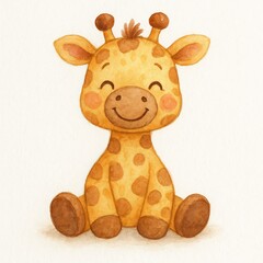 Fototapeta premium Girafinha fofa ilustração em aquarela para crianças e sites educativos