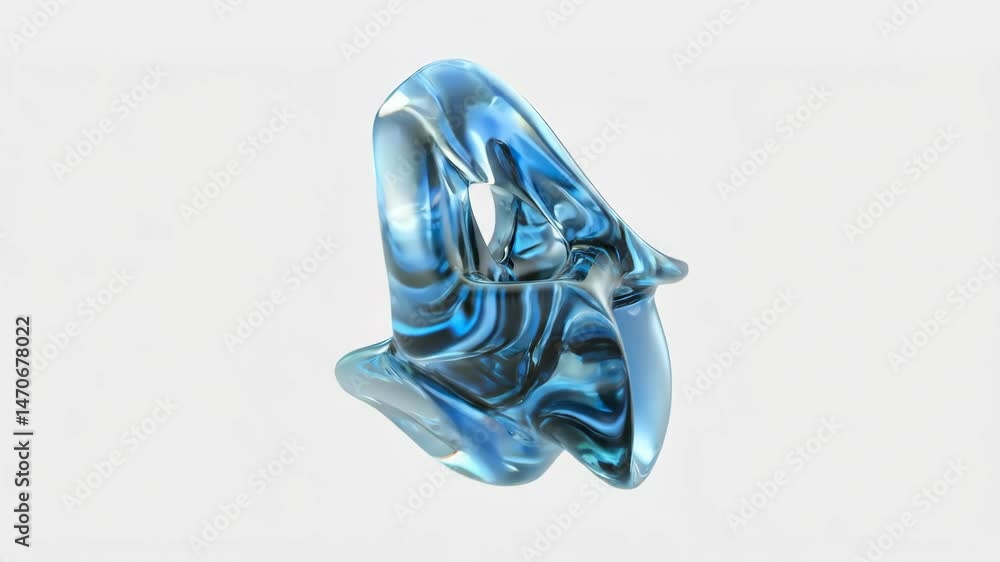Poster abstract blue shape for technology and science concept. futuristic transparent 3d element with liqui