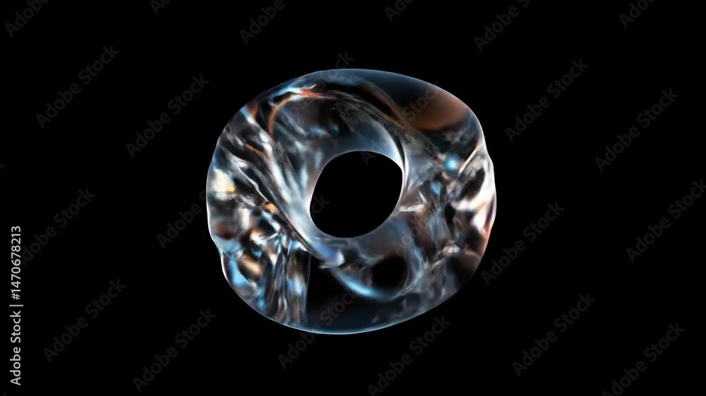 Poster abstract fluid shape on black background. colorful iridescent chrome design element. modern tech bac