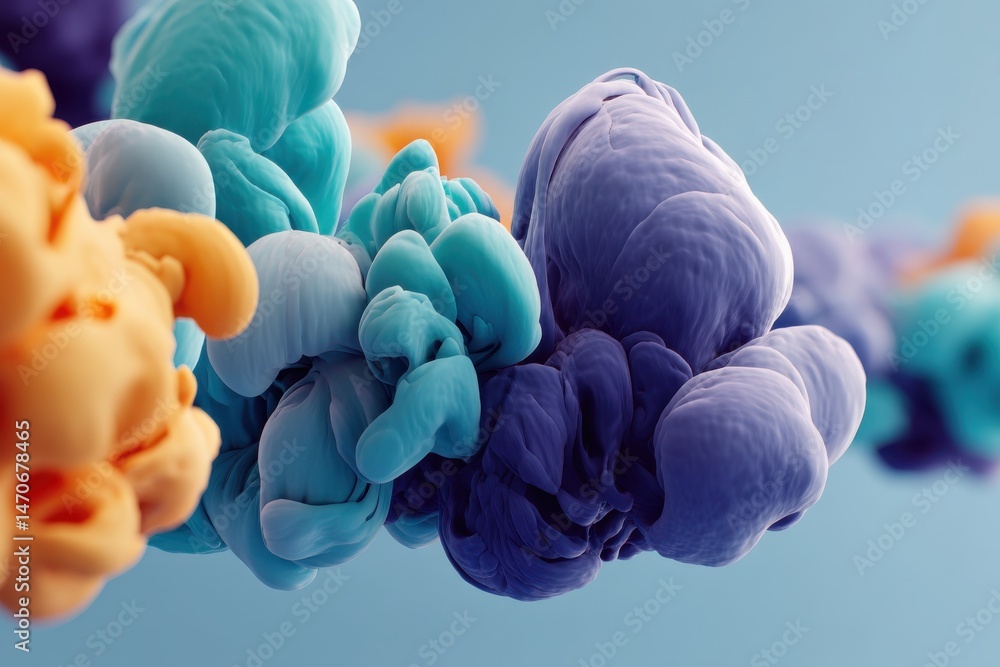 Poster an abstract cloudscape of vibrant colors, swirling together in a mesmerizing display of depth and te