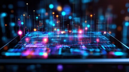 Obraz premium Digital data visualization on a tablet
