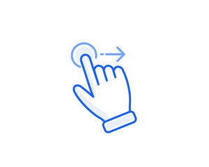swipe right icon blue outline vector gesture for gui interaction