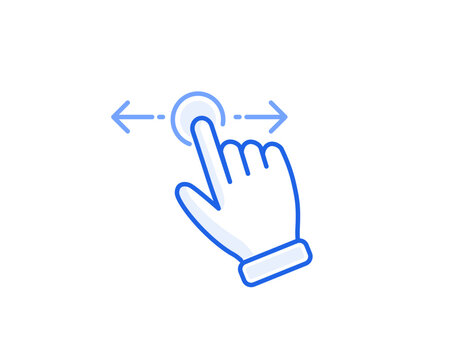 horizontal scroll icon blue outline vector gesture for gui interaction