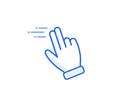  two finger swipe icon blue outline vector woosh gesture for gui ui and ux interaction