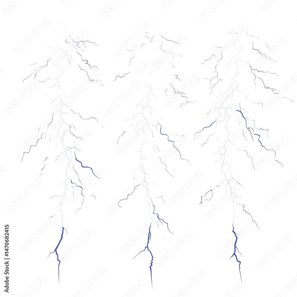 Poster realistic lightning bolts isolated on a transparent background showcasing their intricate patterns a